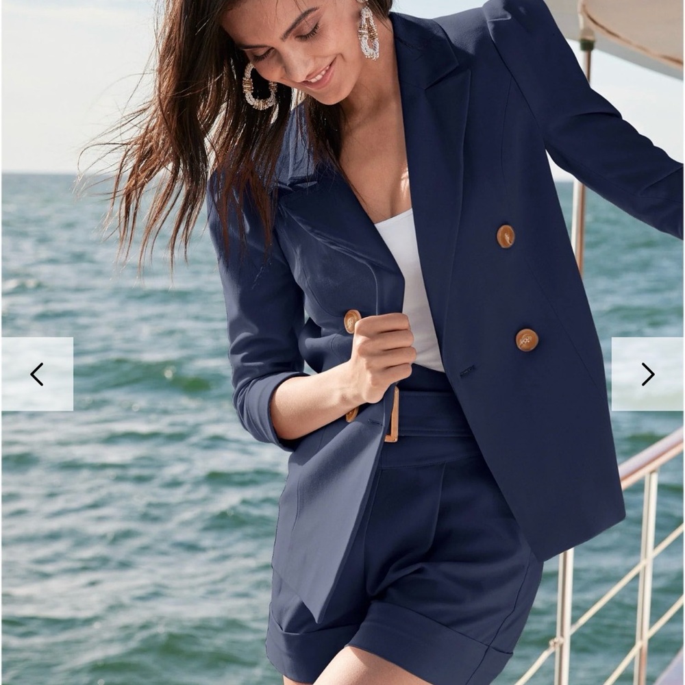 **WHITE** Double-Breasted Women's Blazer and Shorts Set - Super Cute and Comfy!